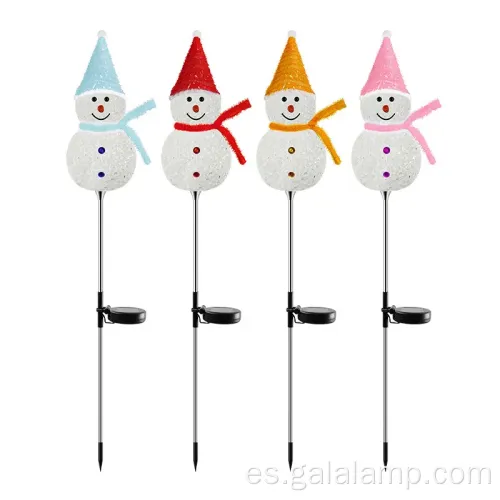 Iluminando lámparas de piso solar festivo de muñeco de nieve